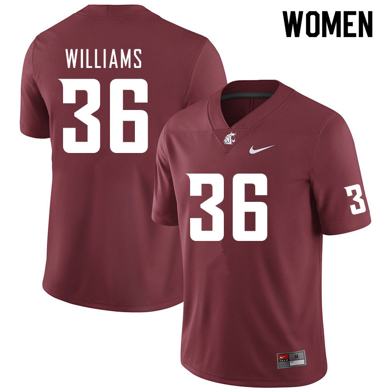 Women #36 Kedron Williams Washington State Cougars College Football Jerseys Sale-Crimson